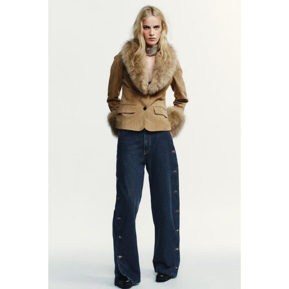 ZARA TRF BAGGY MID-WAIST BUTTON JEANS - Picture 2 of 10